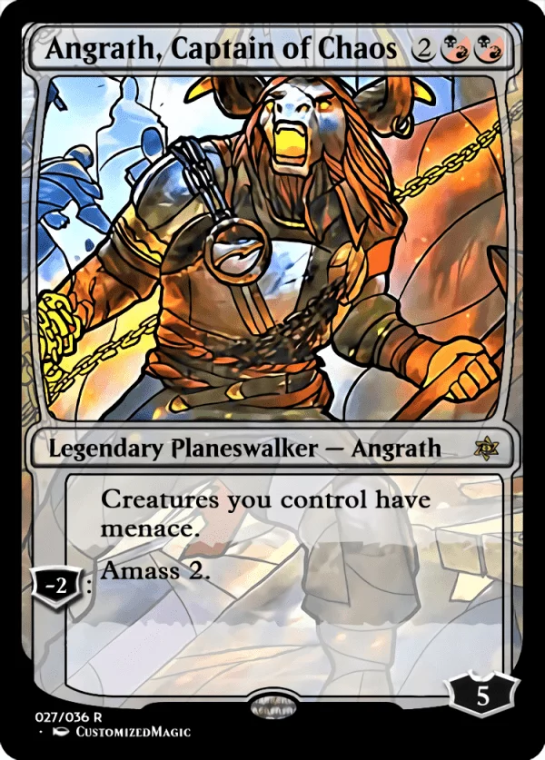 War of the Sparks Planeswalkers Stained Glass - Part 1 | Angrath Captain of Chaos 1 | Magic the Gathering / MTG Proxy Cards | Wrenn and Realmbreaker