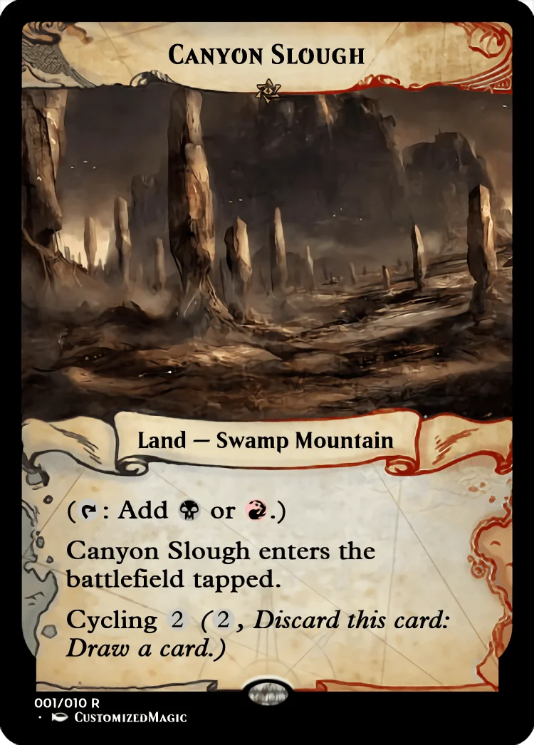 Cycling Dual Lands - Ixalan Frame | Canyon Slough.1 | Magic the Gathering / MTG Proxy Cards | Deep Gnome Terramancer