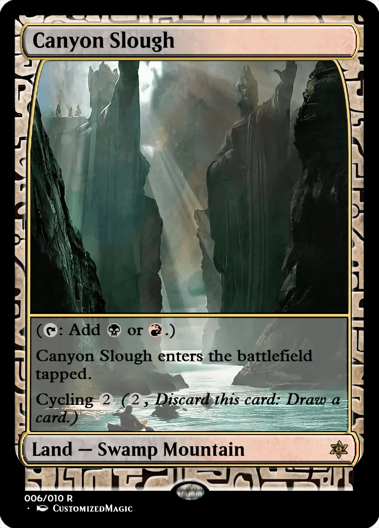 Cycling Dual Lands - Expedition Frame | Canyon Slough | Magic the Gathering / MTG Proxy Cards | Shock Lands