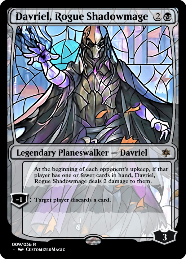 War of the Sparks Planeswalkers Stained Glass - Part 1 | Davriel Rogue Shadowmage 1 | Magic the Gathering Proxy Cards
