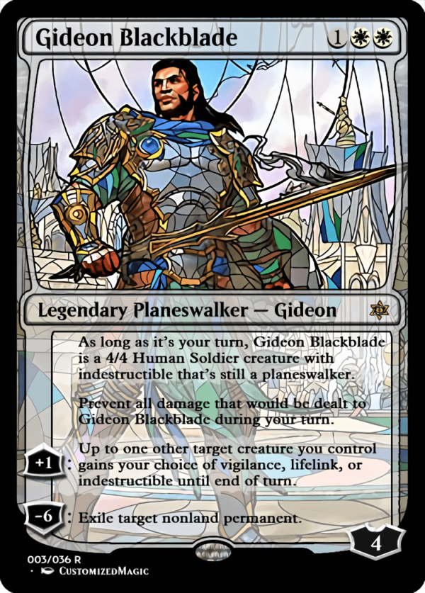 War of the Sparks Planeswalkers Stained Glass - Part 1 | Gideon Blackblade 1 | Magic the Gathering Proxy Cards