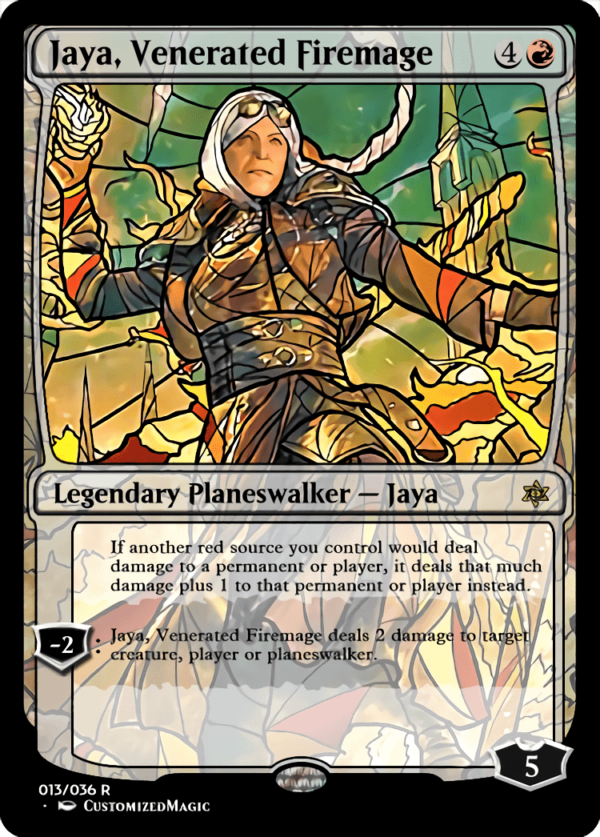 War of the Sparks Planeswalkers Stained Glass - Part 1 | Jaya Venerated Firemage 1 | Magic the Gathering Proxy Cards