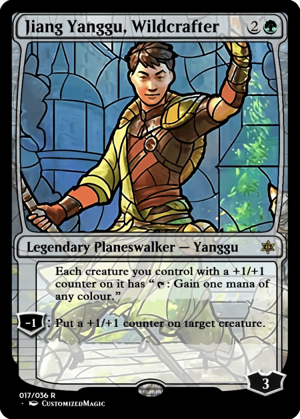 War of the Sparks Planeswalkers Stained Glass - Part 1 | Jiang Yanggu Wildcrafter 1 | Magic the Gathering / MTG Proxy Cards | Wrenn and Realmbreaker