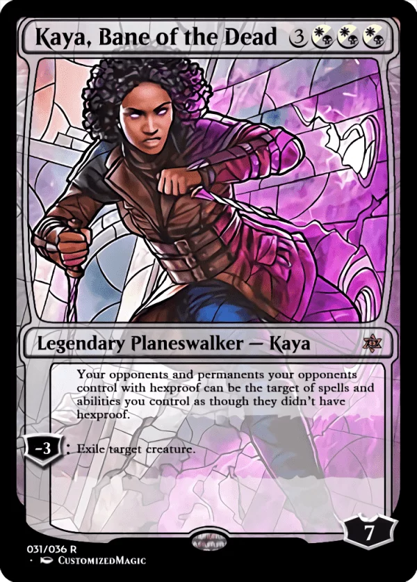 War of the Sparks Planeswalkers Stained Glass - Part 1 | Kaya Bane of the Dead 1 | Magic the Gathering / MTG Proxy Cards | Wrenn and Realmbreaker
