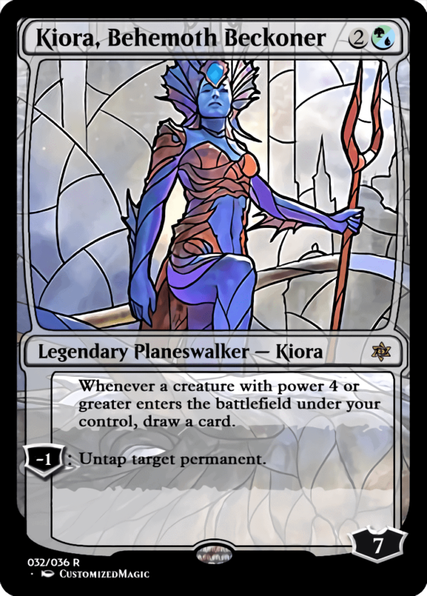 War of the Sparks Planeswalkers Stained Glass - Part 1 | Kiora Behemoth Beckoner 1 | Magic the Gathering Proxy Cards