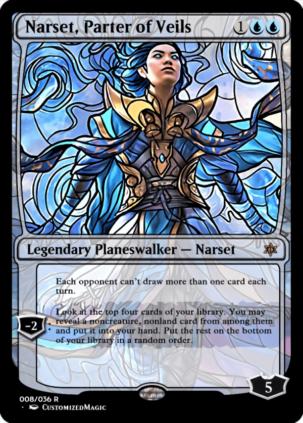 War of the Sparks Planeswalkers Stained Glass - Part 2 | Narset Parter of Veils 1 | Magic the Gathering Proxy Cards