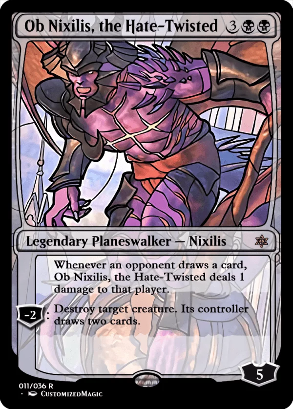 War of the Sparks Planeswalkers Stained Glass - Part 2 | Ob Nixilis the Hate Twisted 1 | Magic the Gathering / MTG Proxy Cards | Chandra