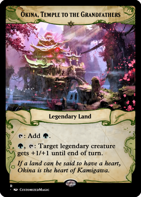 Kamigawa Legendary Land (Ixalan Frame) | Okina Temple to the Grandfathers 2 | Magic the Gathering Proxy Cards