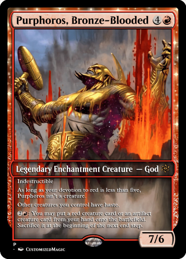 Theros Beyond Death Gods | Purphoros Bronze Blooded | Magic the Gathering Proxy Cards