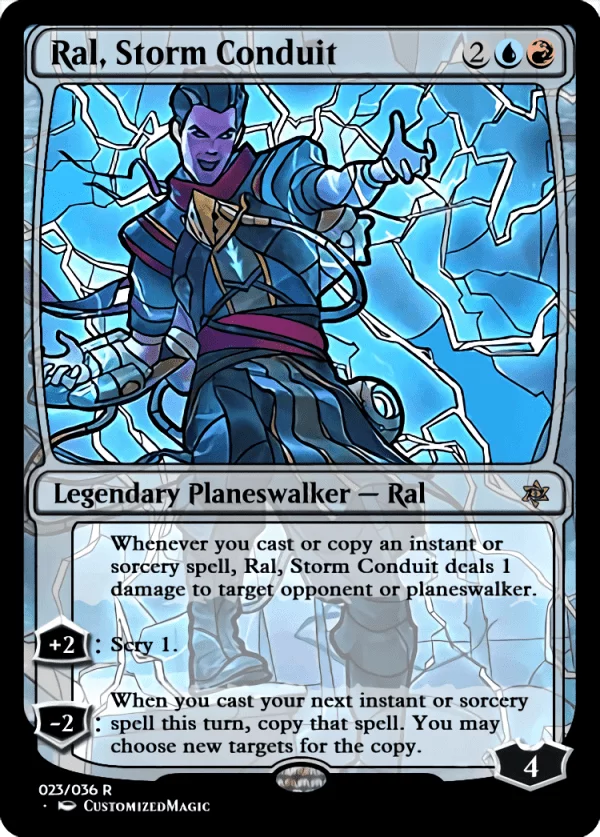War of the Sparks Planeswalkers Stained Glass - Part 2 | Ral Storm Conduit 1 | Magic the Gathering / MTG Proxy Cards | Chandra