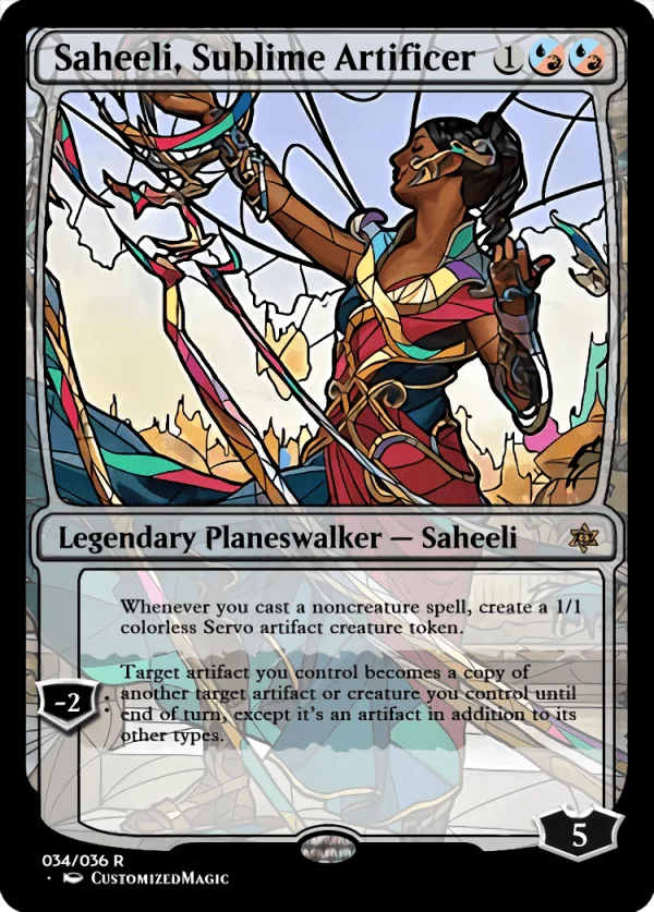War of the Sparks Planeswalkers Stained Glass - Part 2 | Saheeli Sublime Artificer 1 | Magic the Gathering / MTG Proxy Cards | Chandra