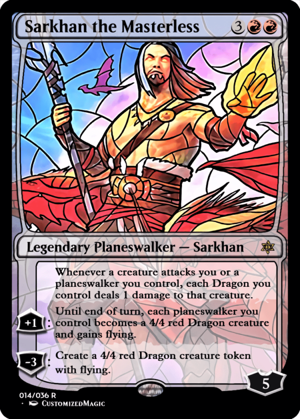 War of the Sparks Planeswalkers Stained Glass - Part 2 | Sarkhan the Masterless 1 | Magic the Gathering Proxy Cards