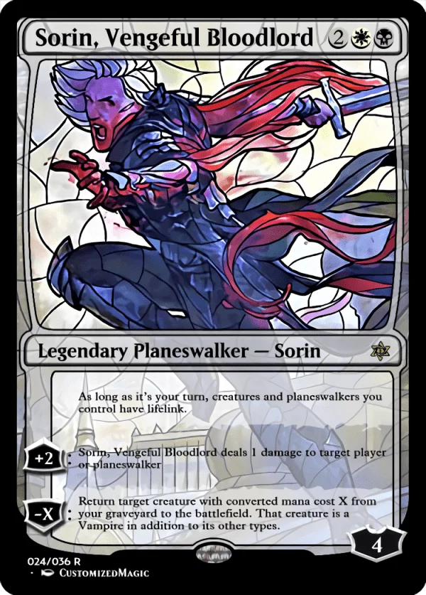 War of the Sparks Planeswalkers Stained Glass - Part 2 | Sorin Vengeful Bloodlord 1 | Magic the Gathering / MTG Proxy Cards | Chandra