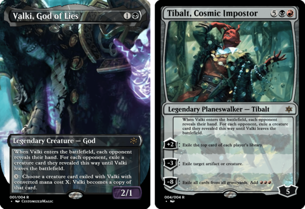 Valki, God of Lies // Tibalt, Cosmic Impostor and Emblem | Valki God of Lies and Tibalt Cosmic Impostor 2 N2 | Magic the Gathering Proxy Cards