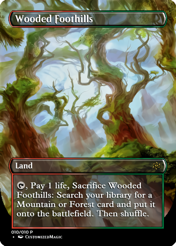 Fetch Lands - Borderless FullArt | Wooded Foothills | Magic the Gathering Proxy Cards