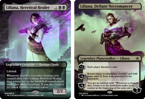 Liliana Heretical Healer and Liliana Defiant Necromancer - Magic the Gathering Proxy Cards