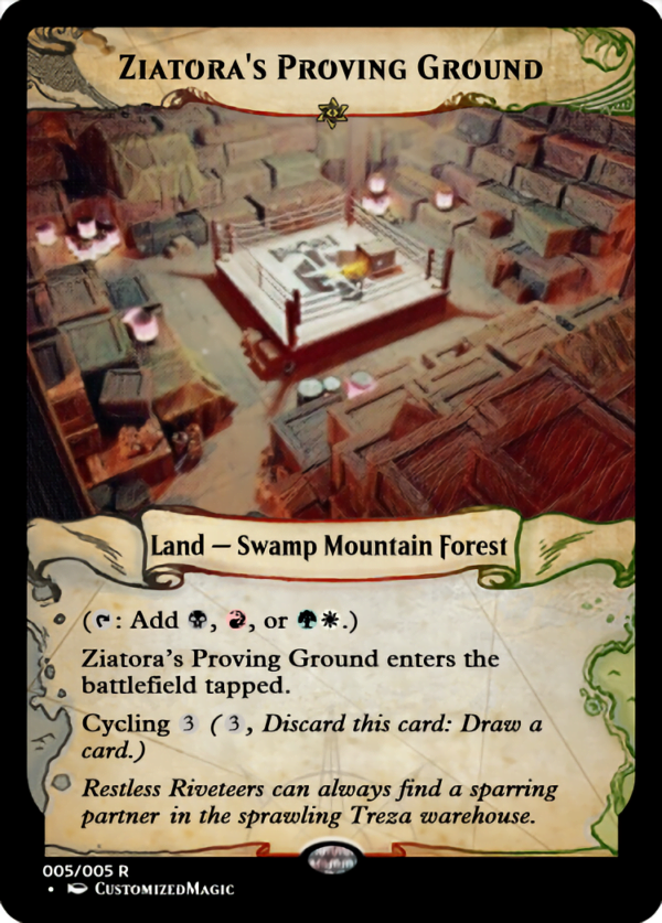 Streets of New Capenna - Cycling Lands - Ixalan Frame | Ziatoras Proving Ground | Magic the Gathering Proxy Cards