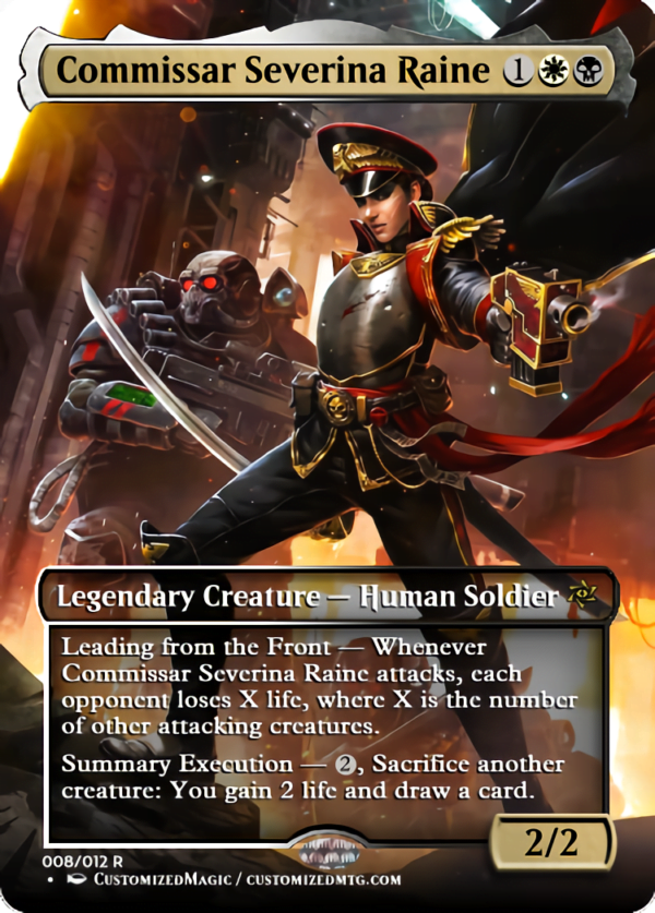 Universes Beyond: Warhammer 40000 Commander Part 2 | Commissar Severina Raine | Magic the Gathering Proxy Cards