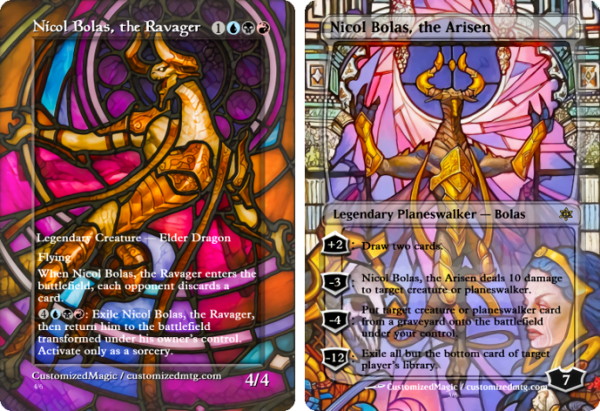 Stained Glass Elder Dragons | Nicol Bolas the Ravager and Nicol Bolas the Arisen | Magic the Gathering Proxy Cards