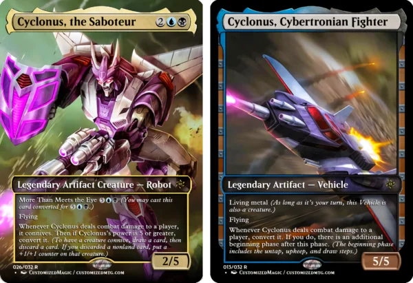 Transformers Commander Set | Cyclonus the Saboteur and Cyclonus Cybertronian Fighter | Magic the Gathering Proxy Cards