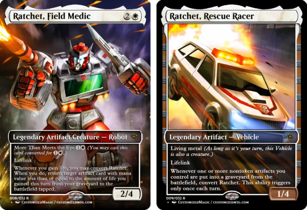 Transformers Commander Set | Ratchet Field Medic and Ratchet Rescue Racer | Magic the Gathering Proxy Cards