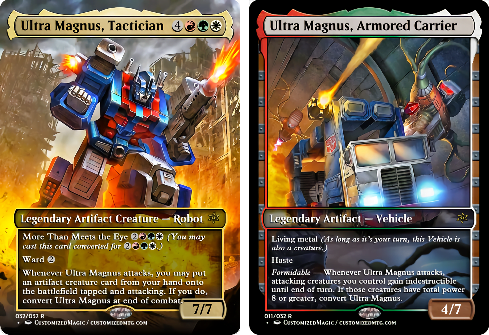 Transformers Commander Set | Ultra Magnus Tactician and Ultra Magnus Armored Carrier | Magic the Gathering Proxy Cards