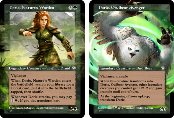Dungeons & Dragons : Honor Among Thieves | Doric Natures Warden and Doric Owlbear Avenger | Magic the Gathering Proxy Cards