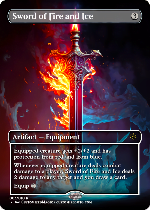 Full Art Borderless Sword of X and Y | Sword of Fire and Ice | Magic the Gathering Proxy Cards