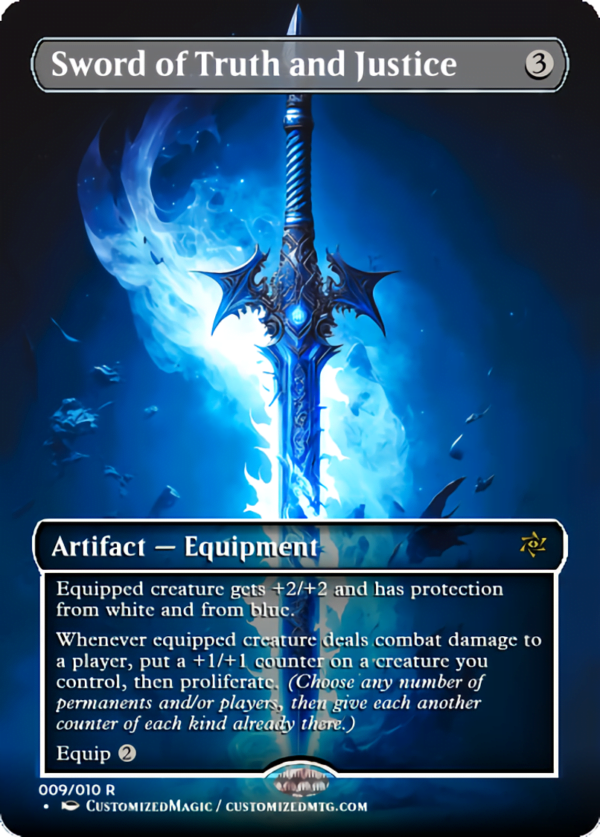 Full Art Borderless Sword of X and Y | Sword of Truth and Justice | Magic the Gathering Proxy Cards