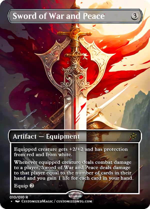 Full Art Borderless Sword of X and Y | Sword of War and Peace | Magic the Gathering Proxy Cards