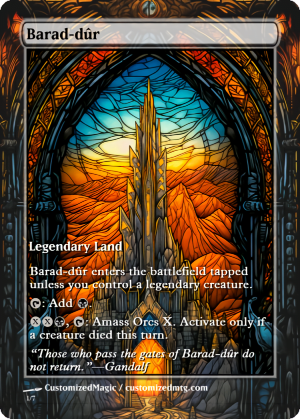 The Lord of the Rings- Tales of Middle-earth - Legendary Land | Barad dur | Magic the Gathering Proxy Cards