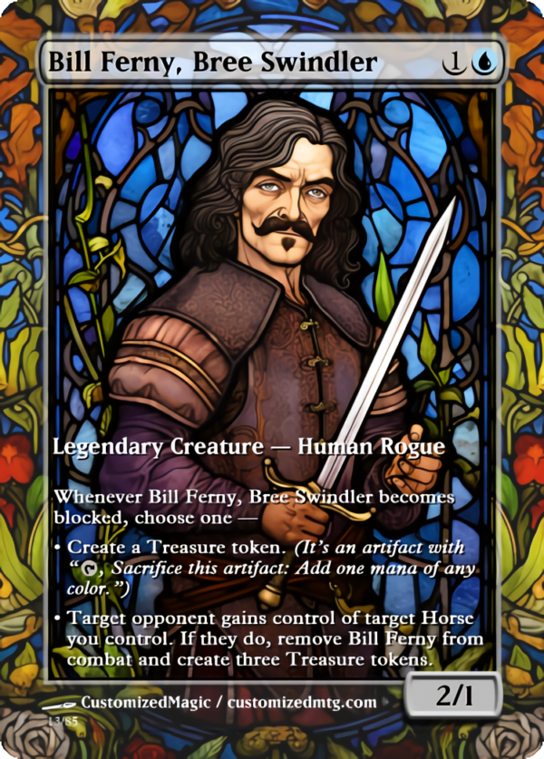 The Lord of the Rings- Tales of Middle-earth Legendary - Stained Glass Edition - Part 1 of 4 | Bill Ferny Bree Swindler | Magic the Gathering Proxy Cards