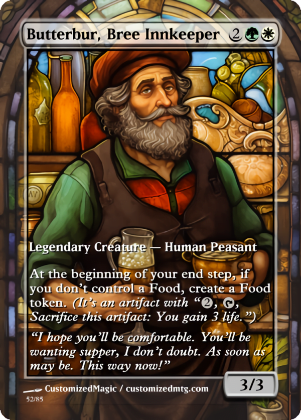 The Lord of the Rings- Tales of Middle-earth Legendary - Stained Glass Edition - Part 1 of 4 | Butterbur Bree Innkeeper | Magic the Gathering Proxy Cards