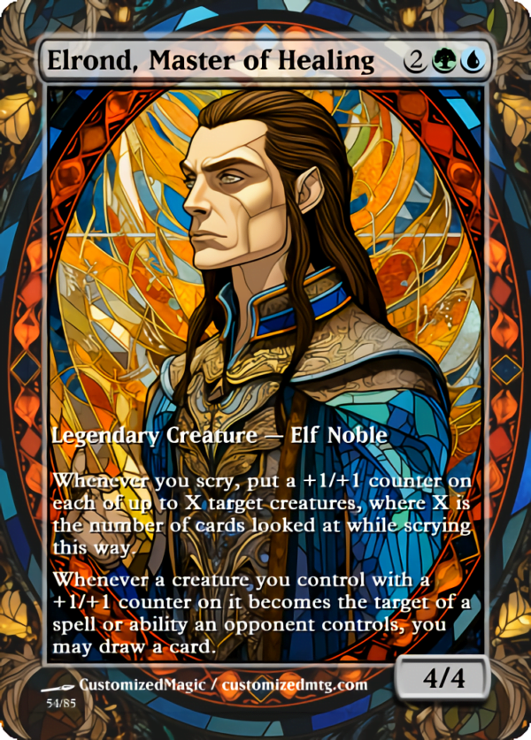 The Lord of the Rings- Tales of Middle-earth Legendary - Stained Glass Edition - Part 1 of 4 | Elrond Master of Healing | Magic the Gathering Proxy Cards