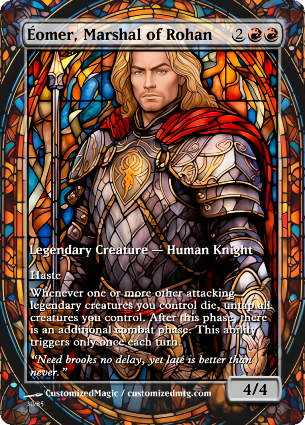 The Lord of the Rings- Tales of Middle-earth Legendary - Stained Glass Edition - Part 1 of 4 | Eomer Marshal of Rohan | Magic the Gathering Proxy Cards