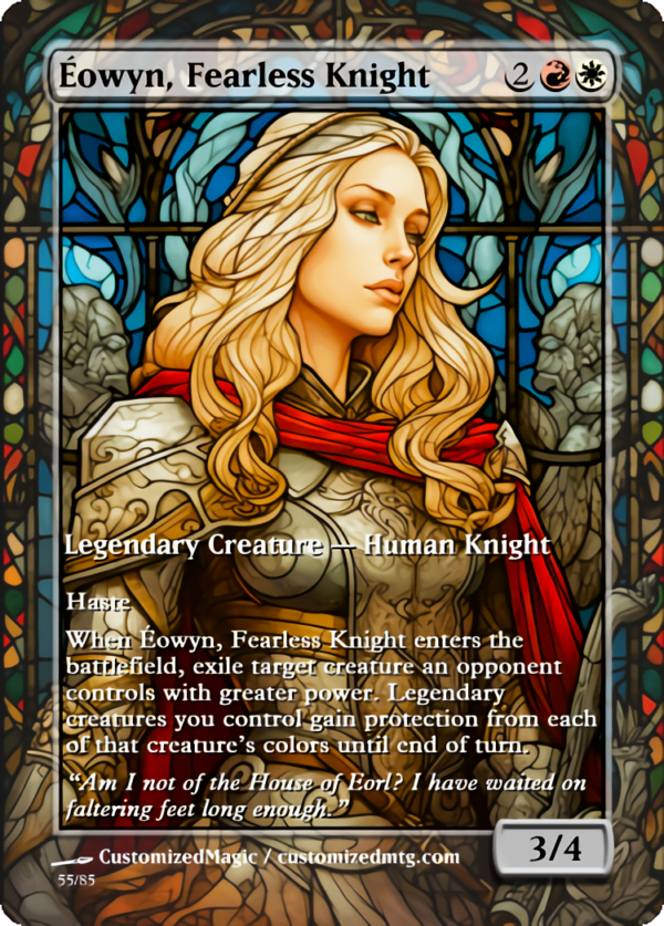 The Lord of the Rings- Tales of Middle-earth Legendary - Stained Glass Edition - Part 1 of 4 | Eowyn Fearless Knight | Magic the Gathering Proxy Cards