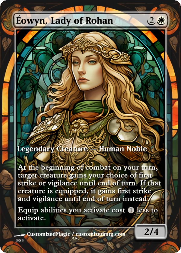 The Lord of the Rings- Tales of Middle-earth Legendary - Stained Glass Edition - Part 1 of 4 | Eowyn Lady of Rohan | Magic the Gathering Proxy Cards