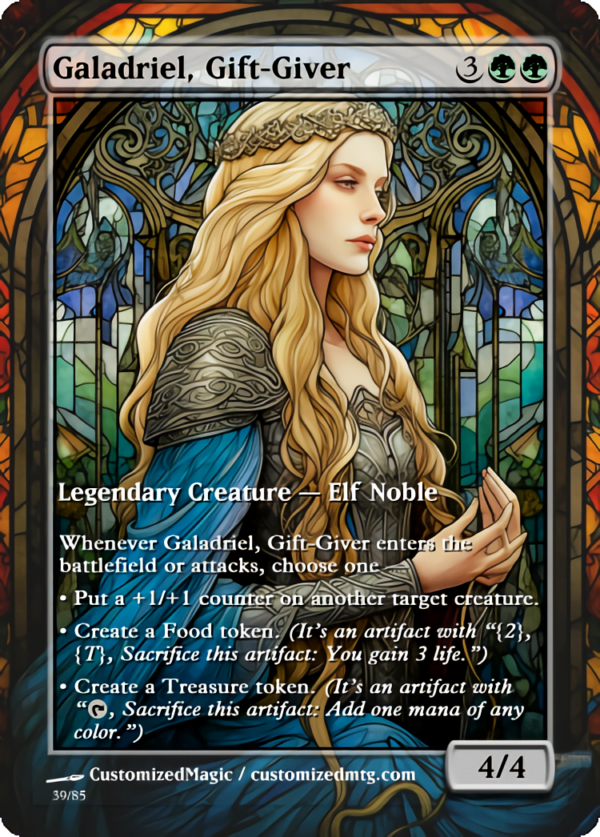 The Lord of the Rings- Tales of Middle-earth Legendary - Stained Glass Edition - Part 2 of 4 | Galadriel Gift Giver | Magic the Gathering Proxy Cards