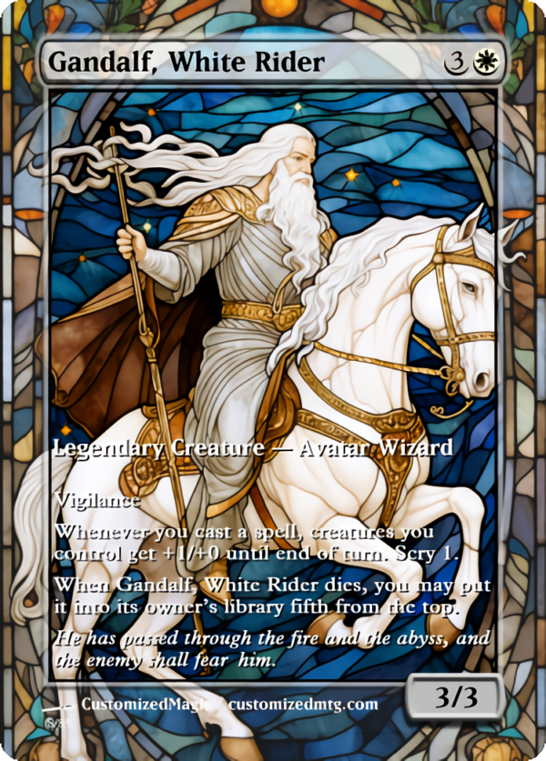 The Lord of the Rings- Tales of Middle-earth Legendary - Stained Glass Edition - Part 2 of 4 | Gandalf White Rider | Magic the Gathering Proxy Cards