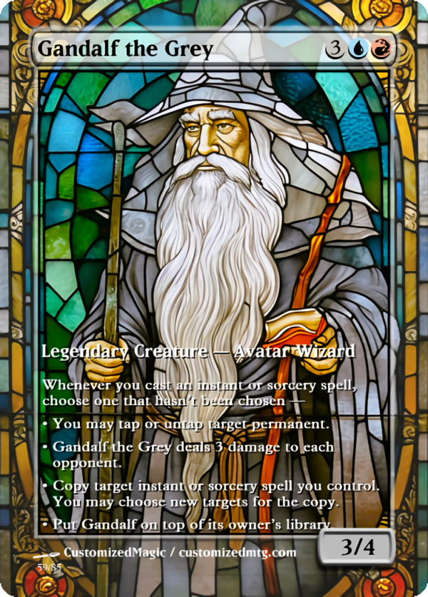 The Lord of the Rings- Tales of Middle-earth Legendary - Stained Glass Edition - Part 2 of 4 | Gandalf the Grey | Magic the Gathering Proxy Cards