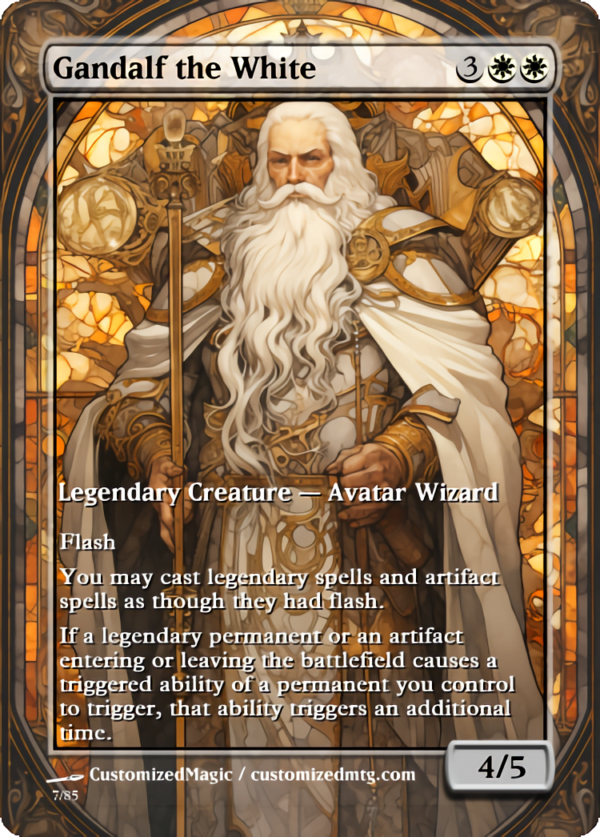 The Lord of the Rings- Tales of Middle-earth Legendary - Stained Glass Edition - Part 2 of 4 | Gandalf the White | Magic the Gathering Proxy Cards