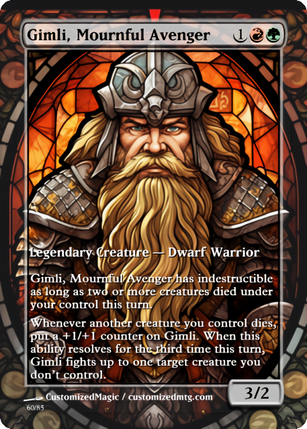 The Lord of the Rings- Tales of Middle-earth Legendary - Stained Glass Edition - Part 2 of 4 | Gimli Mournful Avenger | Magic the Gathering Proxy Cards