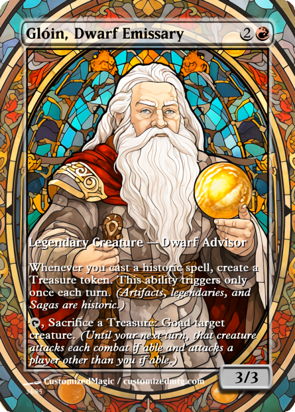 The Lord of the Rings- Tales of Middle-earth Legendary - Stained Glass Edition - Part 2 of 4 | Gloin Dwarf Emissary | Magic the Gathering Proxy Cards
