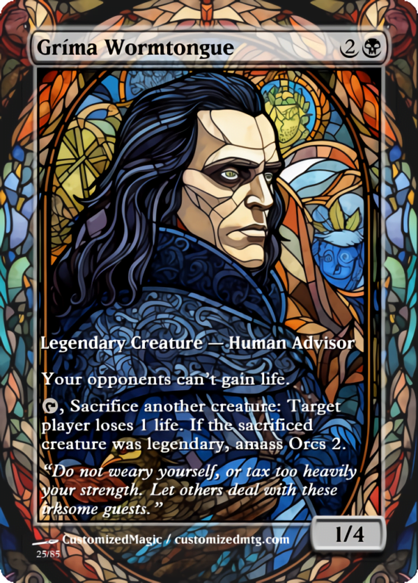 The Lord of the Rings- Tales of Middle-earth Legendary - Stained Glass Edition - Part 2 of 4 | Grima Wormtongue | Magic the Gathering Proxy Cards