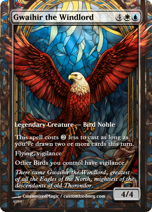 The Lord of the Rings- Tales of Middle-earth Legendary - Stained Glass Edition - Part 3 of 4 | Gwaihir the Windlord | Magic the Gathering Proxy Cards