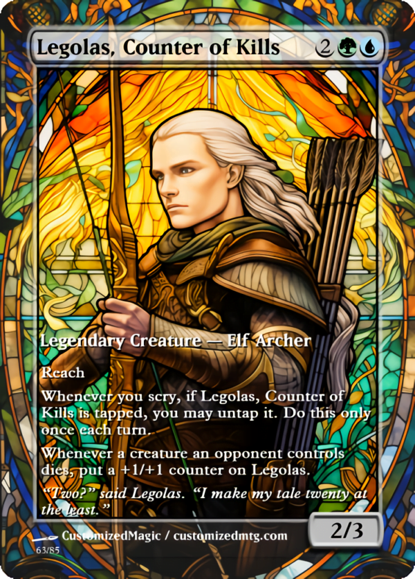The Lord of the Rings- Tales of Middle-earth Legendary - Stained Glass Edition - Part 3 of 4 | Legolas Counter of Kills | Magic the Gathering Proxy Cards