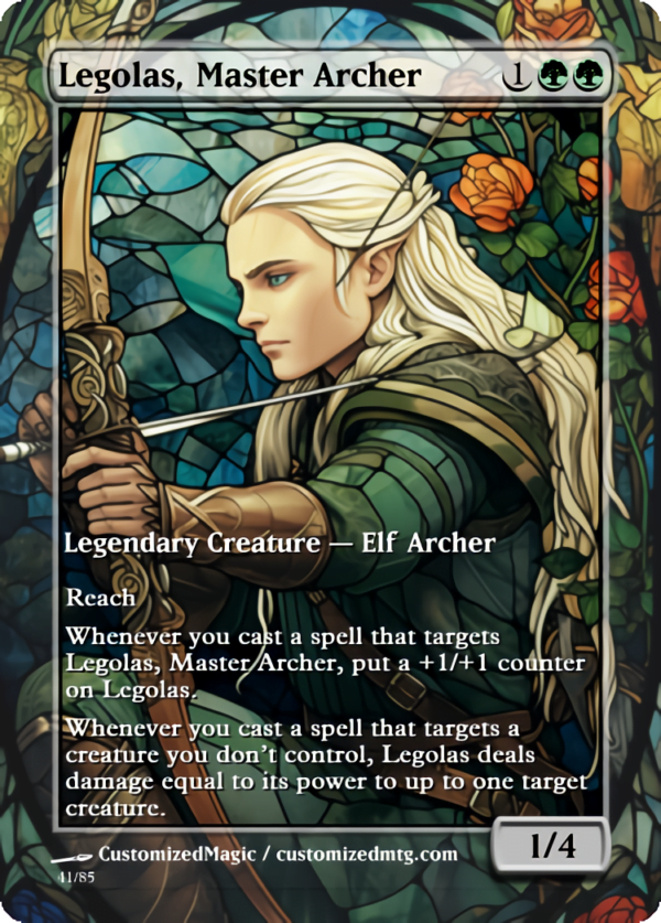 The Lord of the Rings- Tales of Middle-earth Legendary - Stained Glass Edition - Part 3 of 4 | Legolas Master Archer | Magic the Gathering Proxy Cards