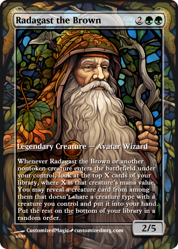 The Lord of the Rings- Tales of Middle-earth Legendary - Stained Glass Edition - Part 3 of 4 | Radagast the Brown | Magic the Gathering Proxy Cards