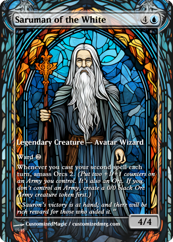 The Lord of the Rings- Tales of Middle-earth Legendary - Stained Glass Edition - Part 4 of 4 | Saruman of the White | Magic the Gathering Proxy Cards