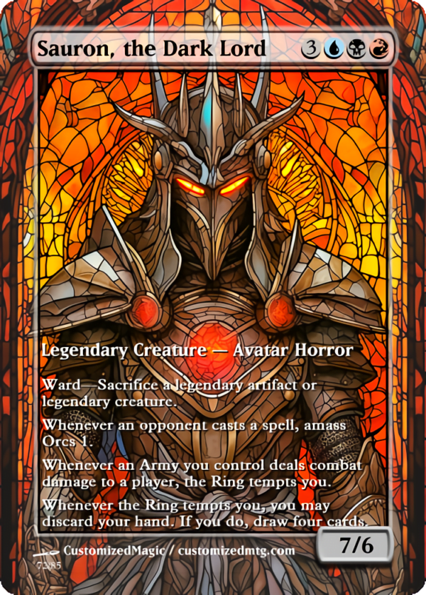 The Lord of the Rings- Tales of Middle-earth Legendary - Stained Glass Edition - Part 4 of 4 | Sauron the Dark Lord | Magic the Gathering Proxy Cards
